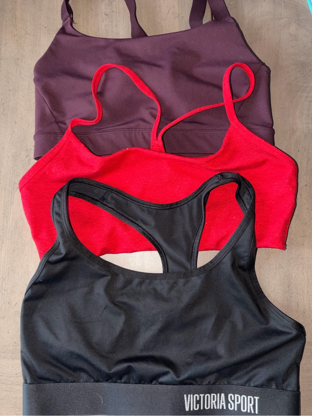 Old Navy Black, Red & Plum Sports Bra Bundle